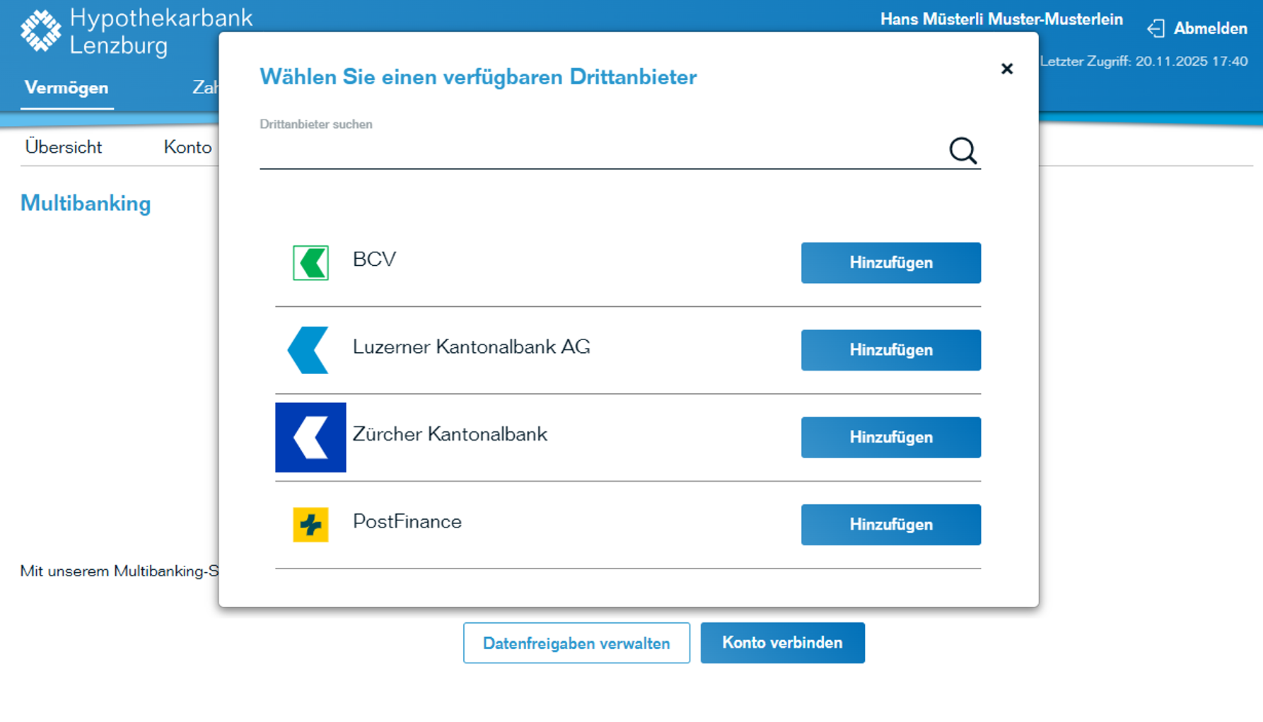 Übersicht Multibanking Aktuell